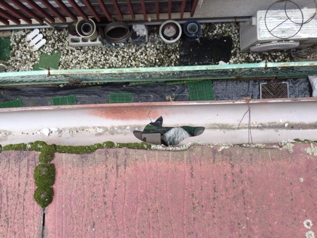 高砂市で降雹被害に遭った軒樋